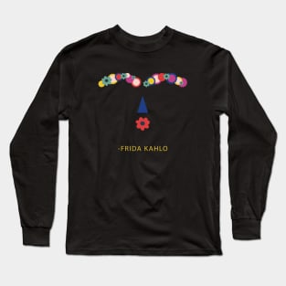 Frida kahlo mexican painter portrait funny cute colorful flowers viva la vida Long Sleeve T-Shirt